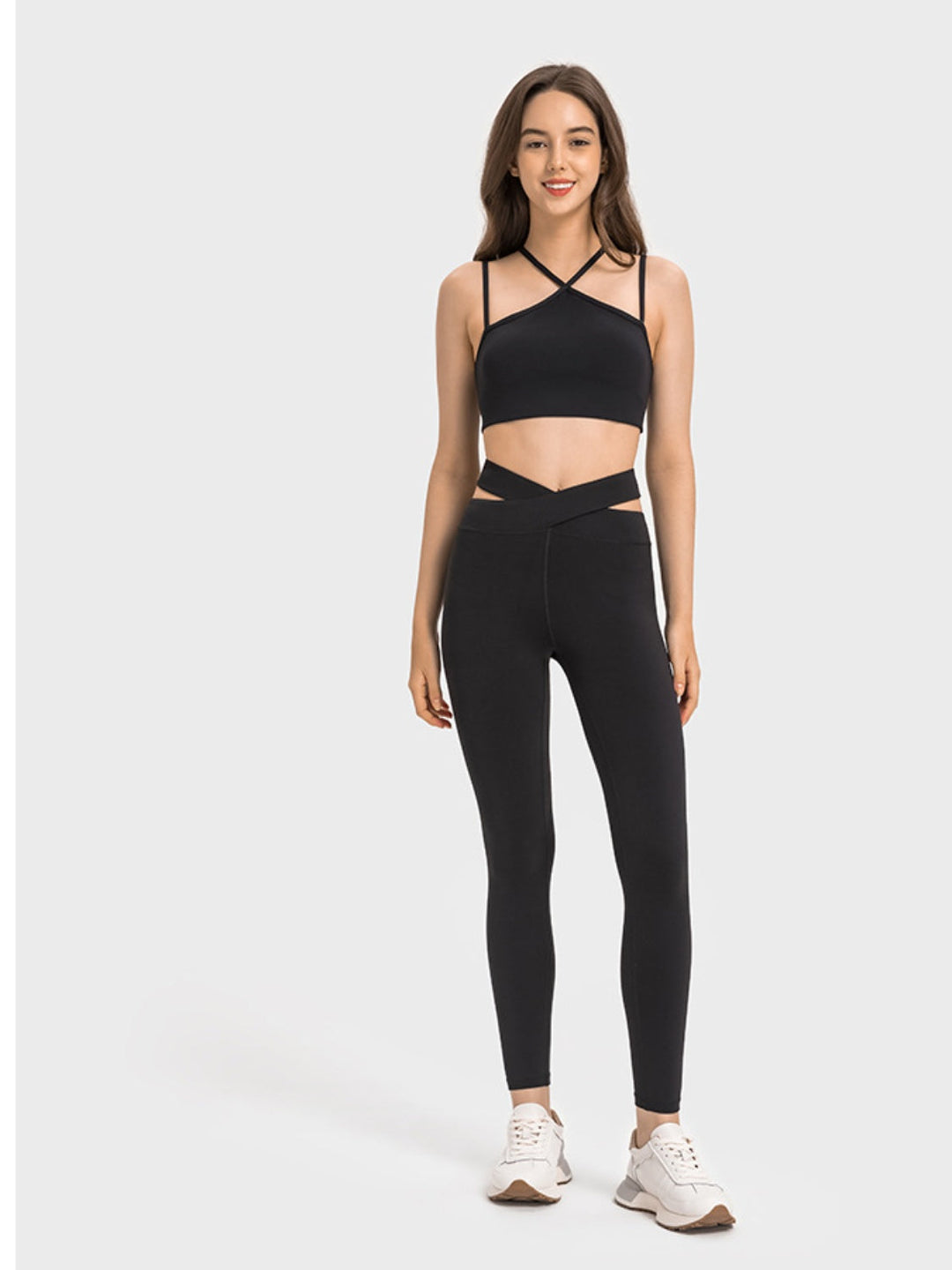 Soline | Dames crisscross cutout Sportlegging-Sportkleding & Accessoires-Calora-Zwart-S - 4-Calora
