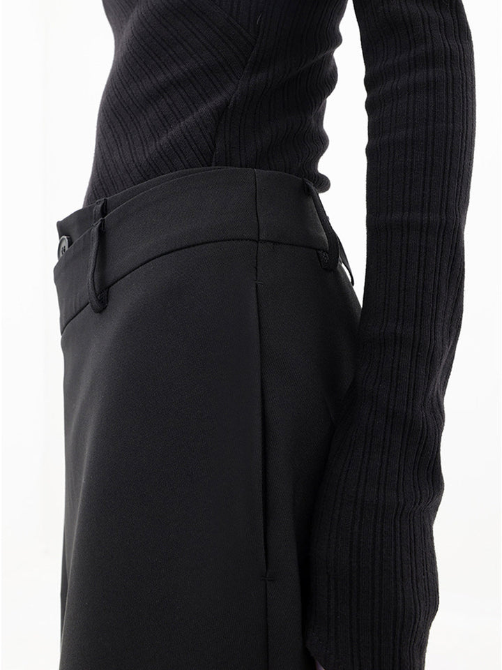 Sorelle | Asymmetrische gelaagde knoop wijde pijpen Pantalon-Wijde Broeken-Calora-Zwart-S-Calora
