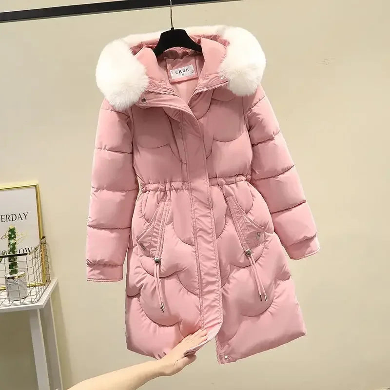 Sorina | Winterjas voor dames in midi-lengte met capuchon-Zomer Jassen-Calora-Roze-S-Calora
