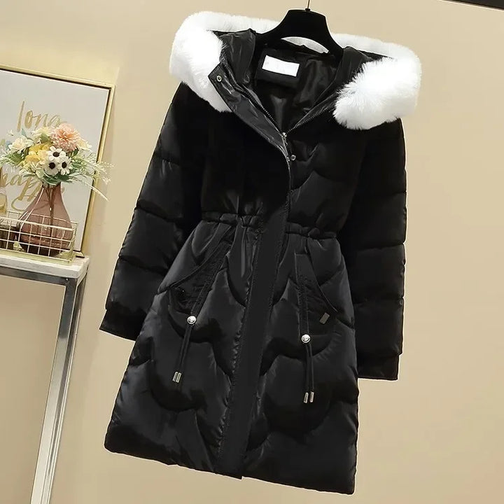 Sorina | Winterjas voor dames in midi-lengte met capuchon-Zomer Jassen-Calora-Zwart-S-Calora