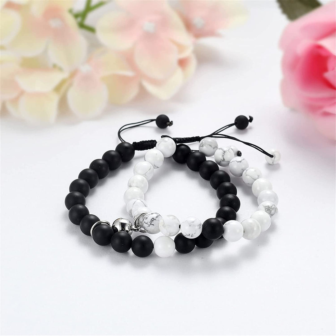 Soulshine | Witte & Zwarte Agaat Magnetische Koppelarmbanden-Armbanden-Calora-Calora