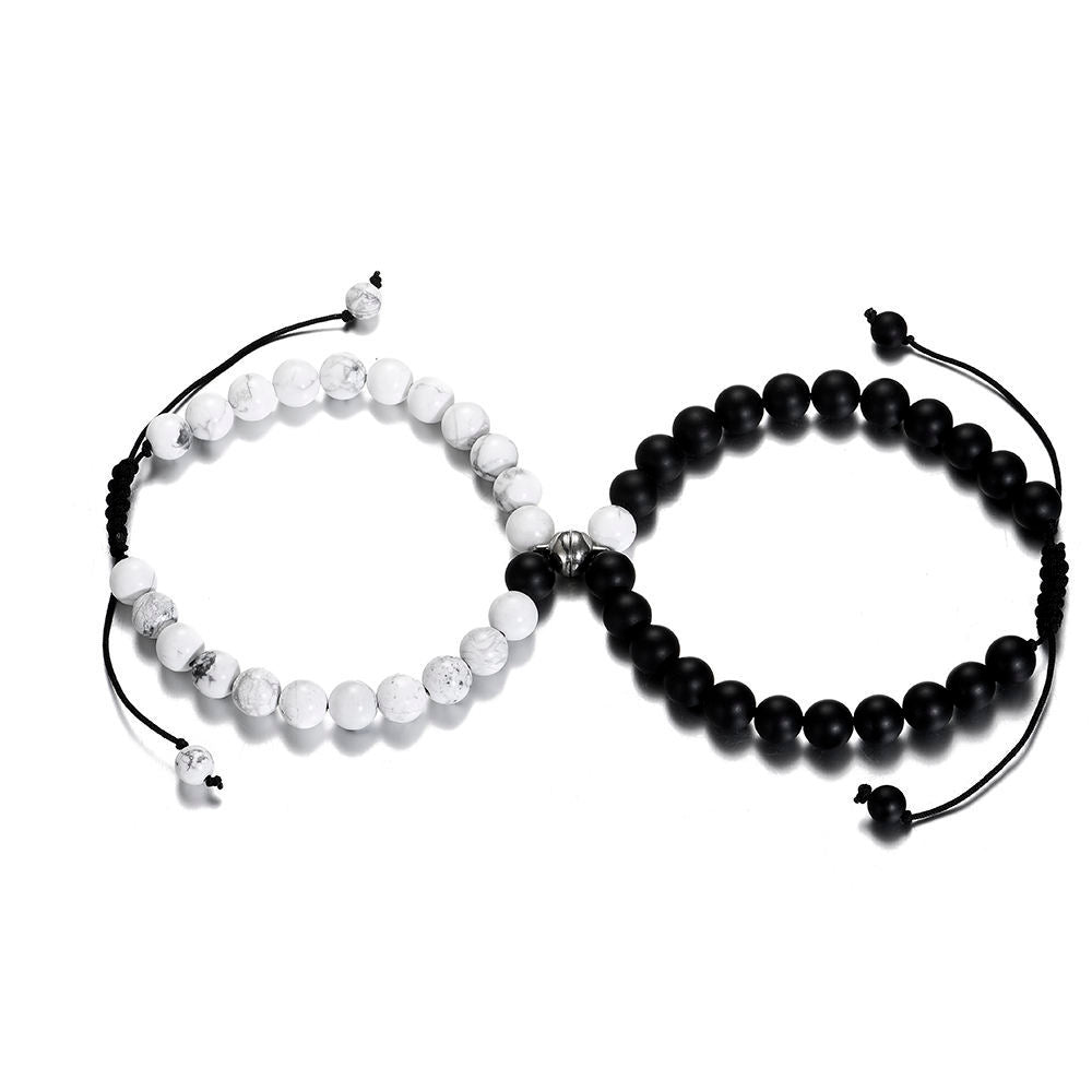 Soulshine | Witte & Zwarte Agaat Magnetische Koppelarmbanden-Armbanden-Calora-Calora