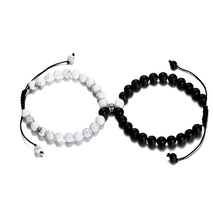 Soulshine | Witte & Zwarte Agaat Magnetische Koppelarmbanden-Armbanden-Calora-Calora