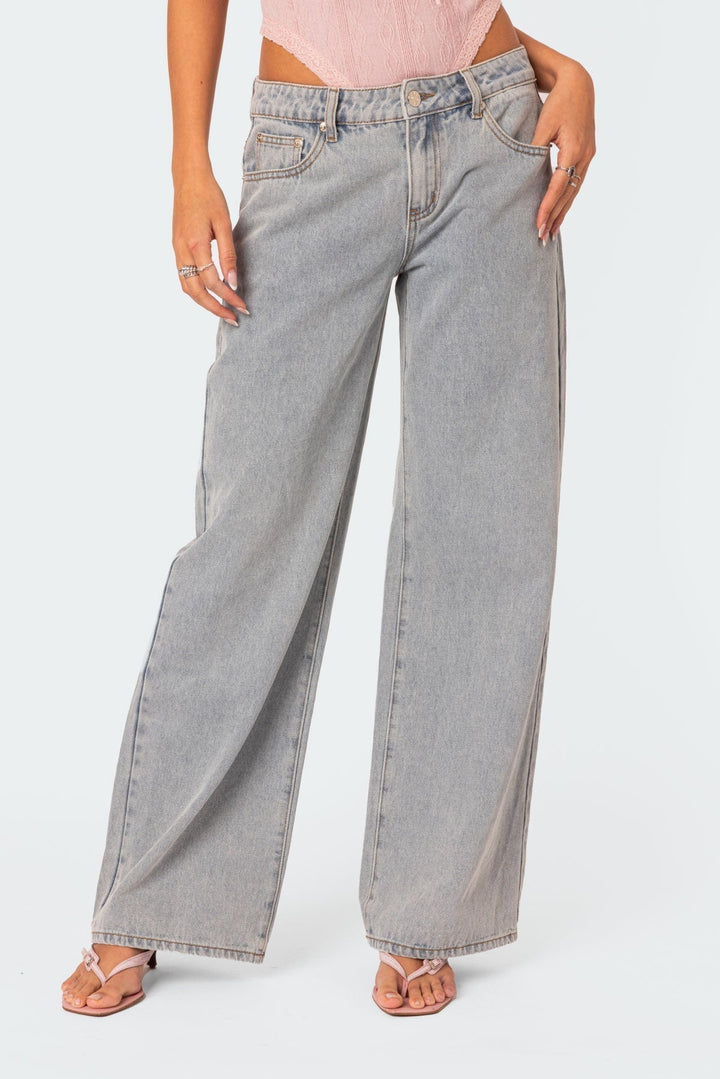CALORA_ Speelse Bow Tie Jeans met Boordetail en Elegante Achterzak