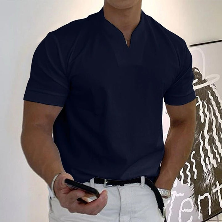 Sportief Slim-fit V-Hals T-Shirt-T-shirts-Calora-Donker Blauw-M-Calora