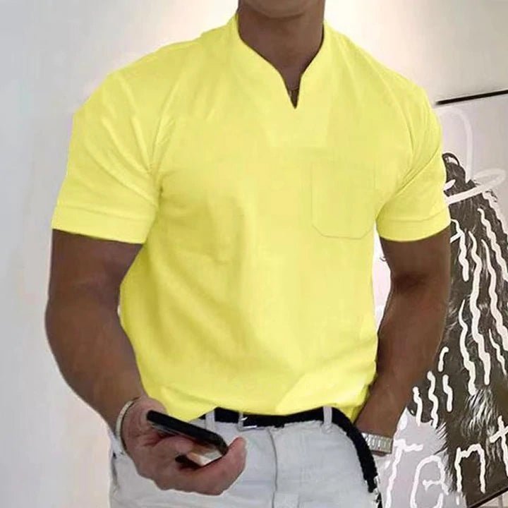 Sportief Slim-fit V-Hals T-Shirt-T-shirts-Calora-Geel-M-Calora
