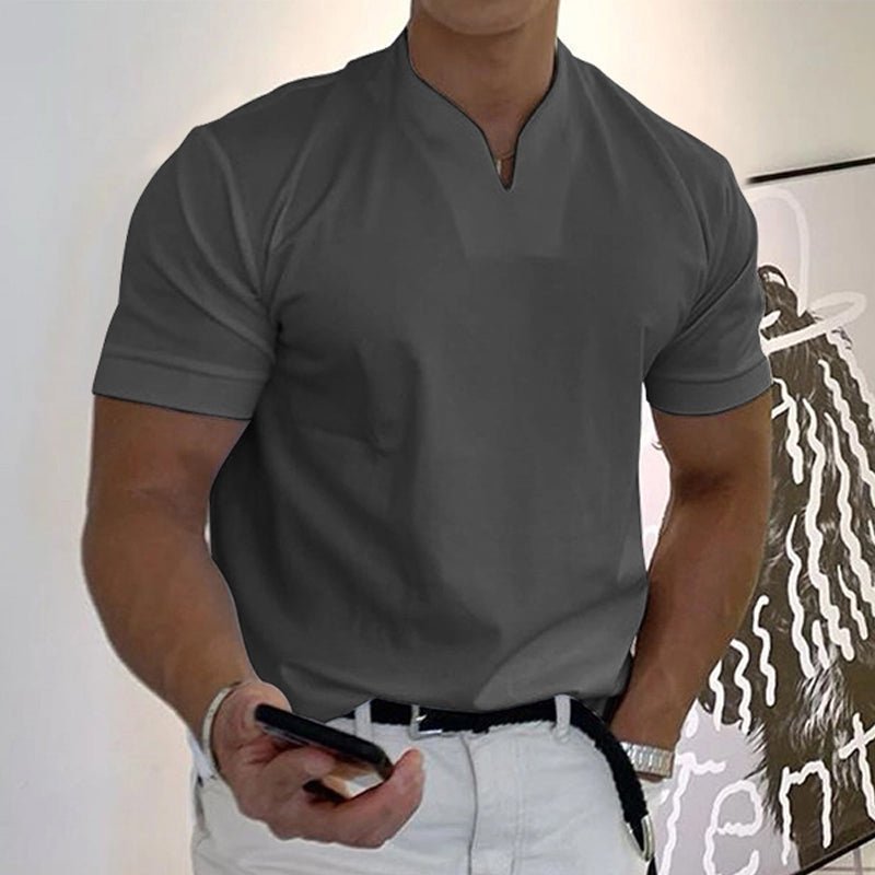 Sportief Slim-fit V-Hals T-Shirt-T-shirts-Calora-Grijs-M-Calora