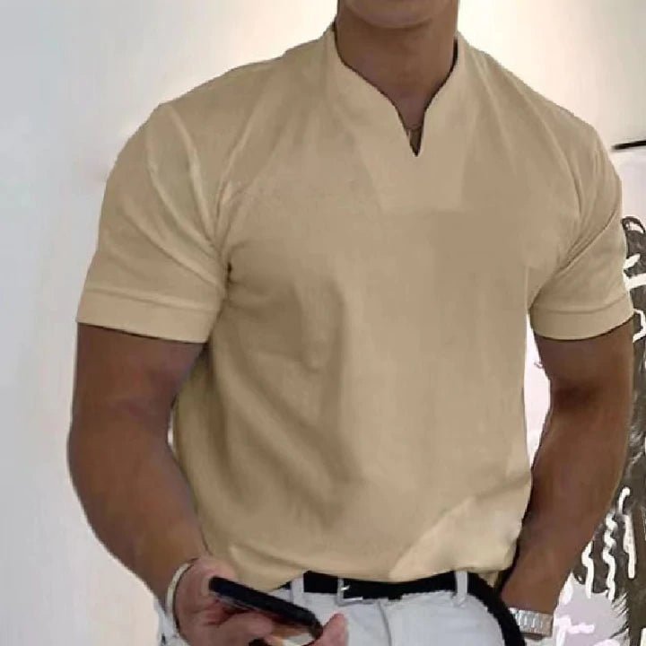 Sportief Slim-fit V-Hals T-Shirt-T-shirts-Calora-Khaki-M-Calora