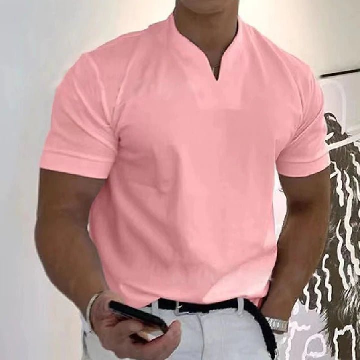 Sportief Slim-fit V-Hals T-Shirt-T-shirts-Calora-Roze-M-Calora