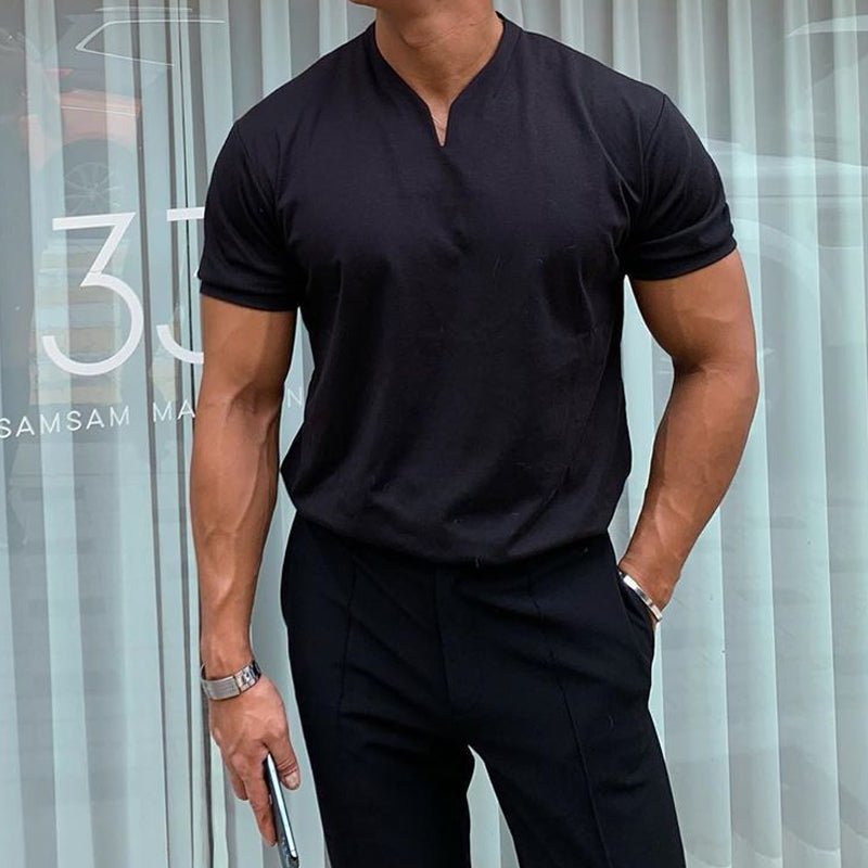 Sportief Slim-fit V-Hals T-Shirt-T-shirts-Calora-Zwart-M-Calora