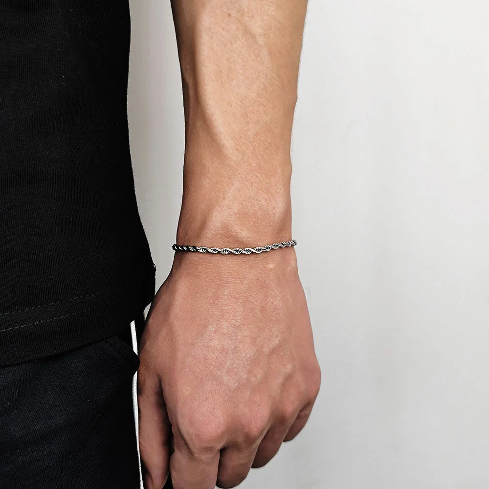 Stainless Steel Twist Chain Armband voor Mannen - Retro Gouden Kleur-Armbanden-Calora-4mm-18cm-Calora