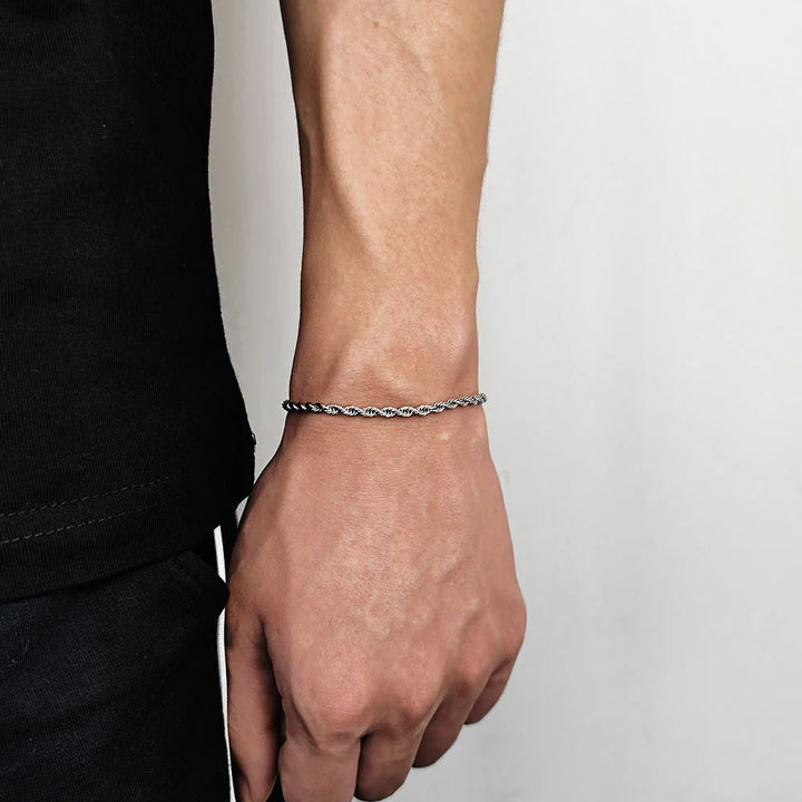 Stainless Steel Twist Chain Armband voor Mannen - Retro Gouden Kleur-Armbanden-Calora-4mm-18cm-Calora