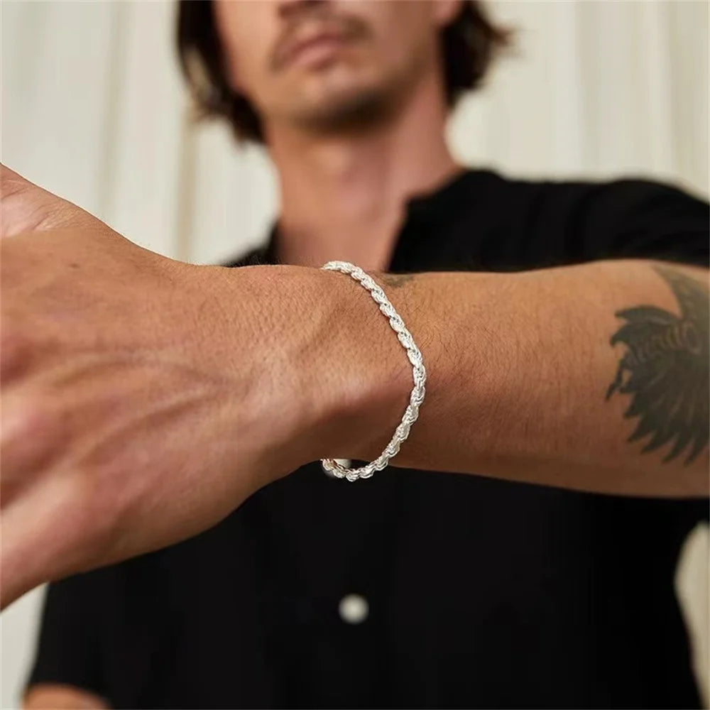 Stainless Steel Twist Chain Armband voor Mannen - Retro Gouden Kleur-Armbanden-Calora-4mm-18cm-Calora