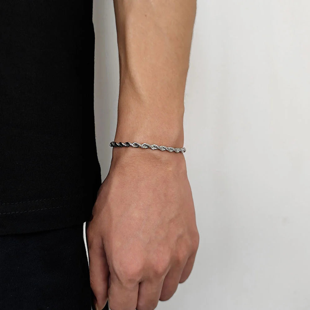Stainless Steel Twist Chain Armband voor Mannen - Retro Gouden Kleur-Armbanden-Calora-4mm-18cm-Calora