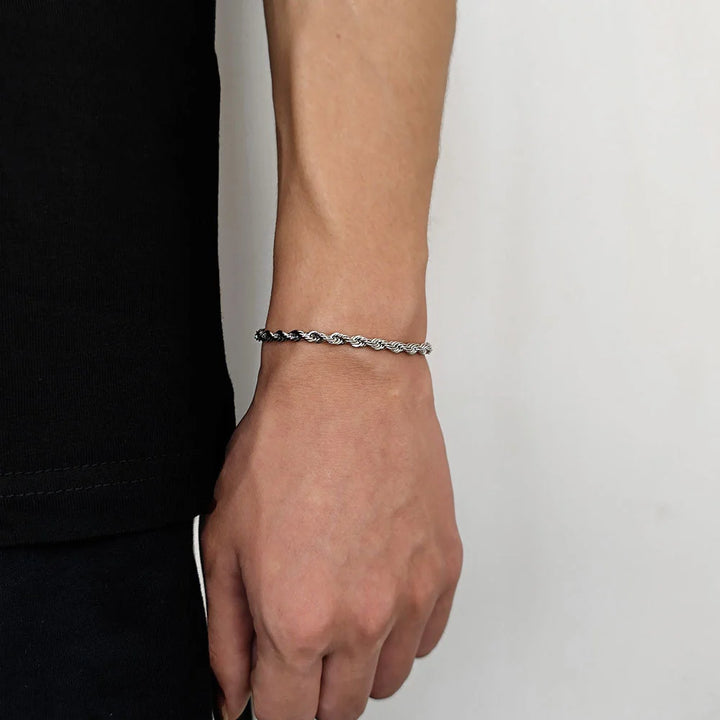 Stainless Steel Twist Chain Armband voor Mannen - Retro Gouden Kleur-Armbanden-Calora-4mm-18cm-Calora
