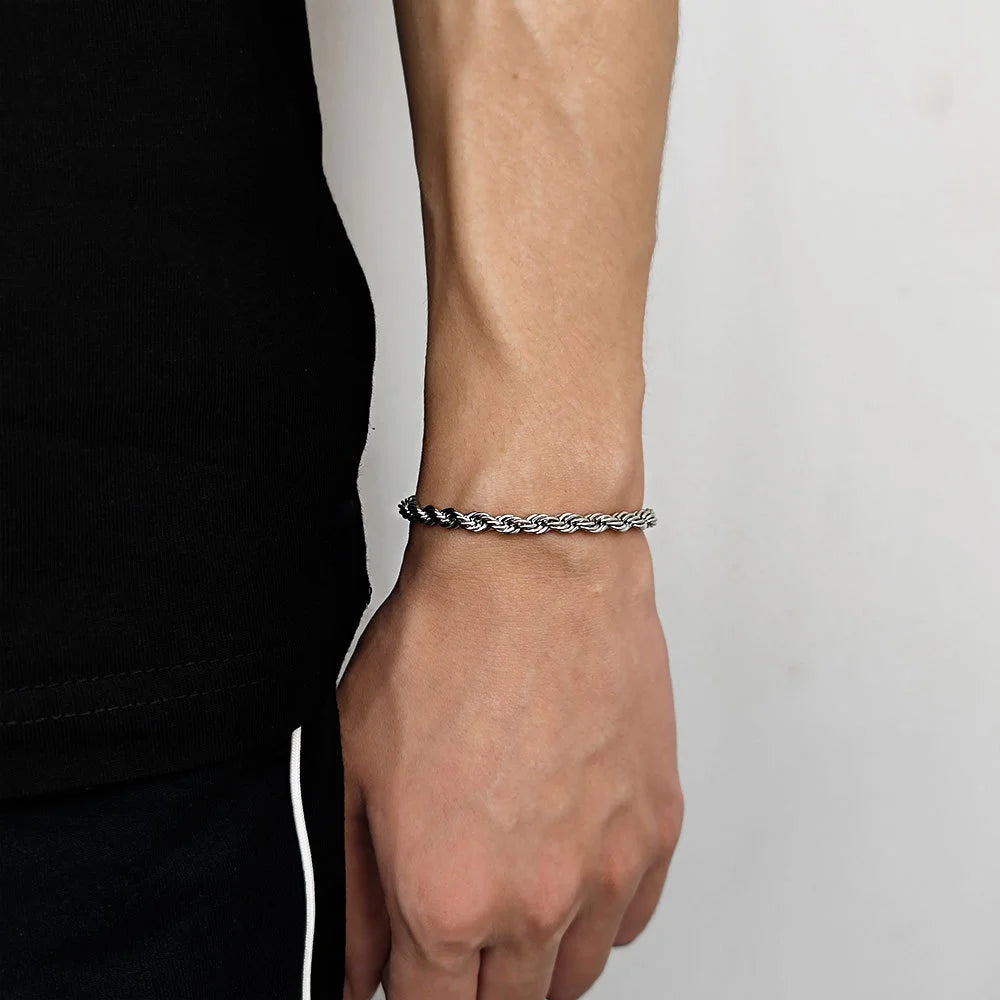 Stainless Steel Twist Chain Armband voor Mannen - Retro Gouden Kleur-Armbanden-Calora-4mm-18cm-Calora