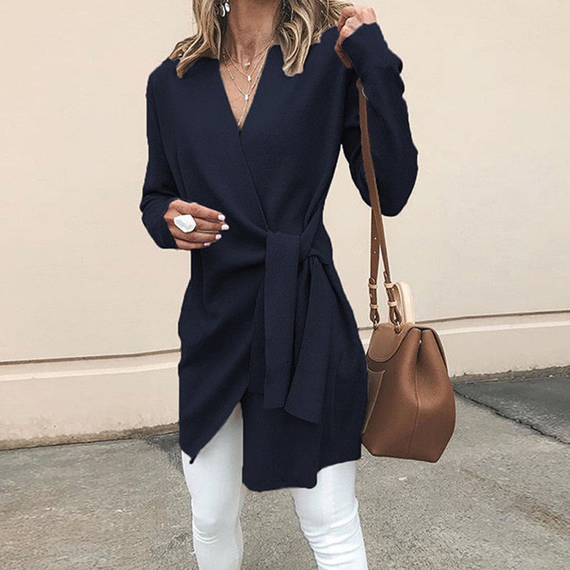 Stella Mará | Modieuze en lichte V-hals Trui-Blazers & Vesten-Calora-Donkerblauw-S-Calora