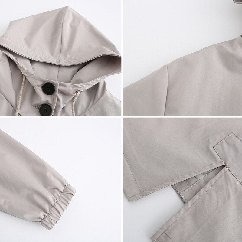 Stella | Waterdichte Lange Trenchcoat met Capuchon-Zomer Jassen-Calora-Zwart-S-Calora