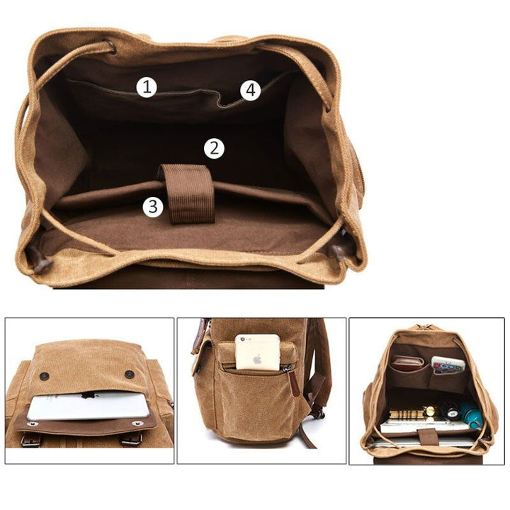 CALORA_ Stevige Vintage Canvas Rugzak - 40x30x15 cm