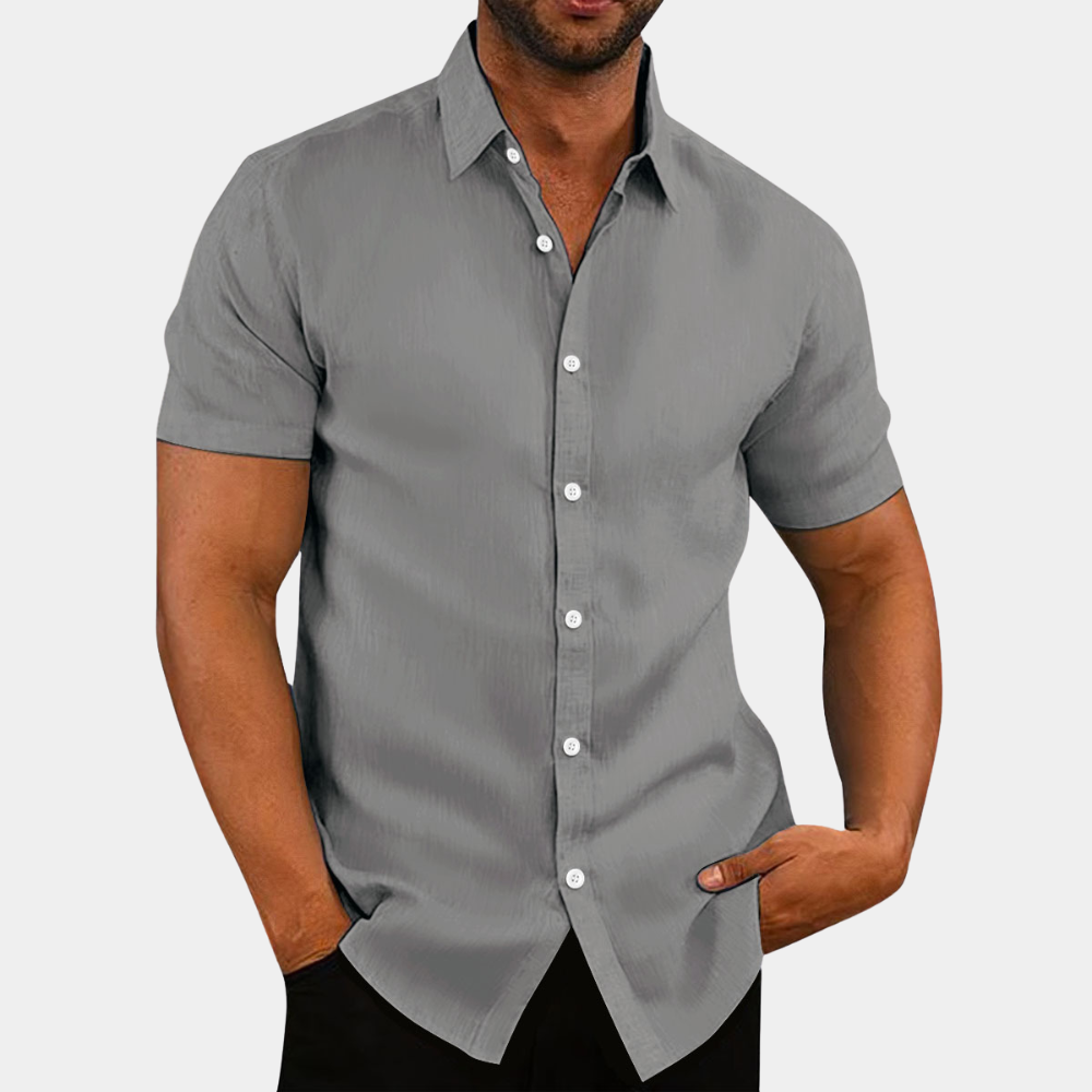 Stijlvol herenshirt met korte mouwen-T-shirts-Calora-Grijs-S-Calora