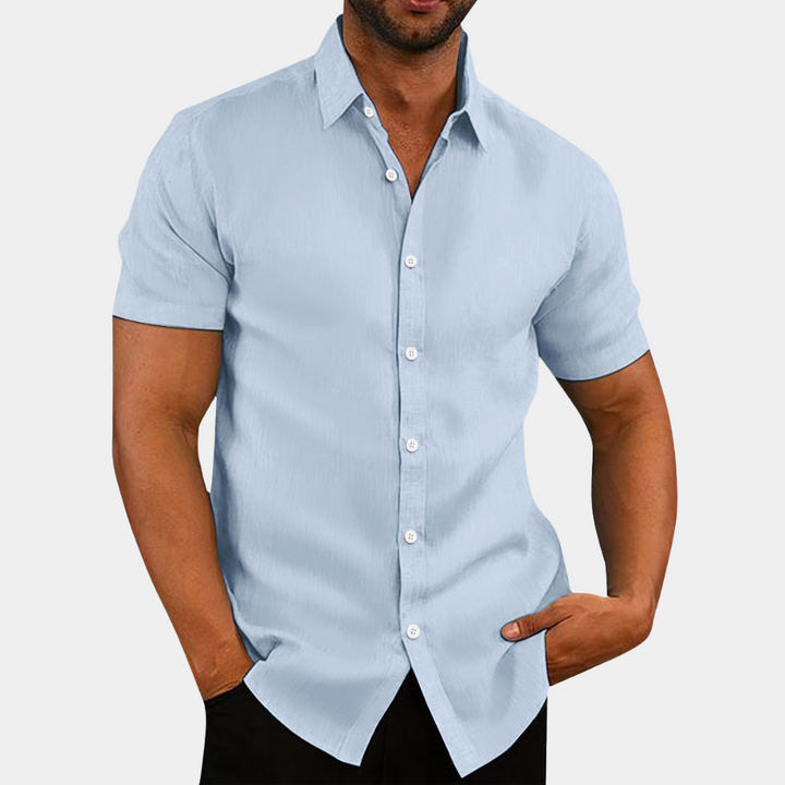 Stijlvol herenshirt met korte mouwen-T-shirts-Calora-Lichtblauw-S-Calora