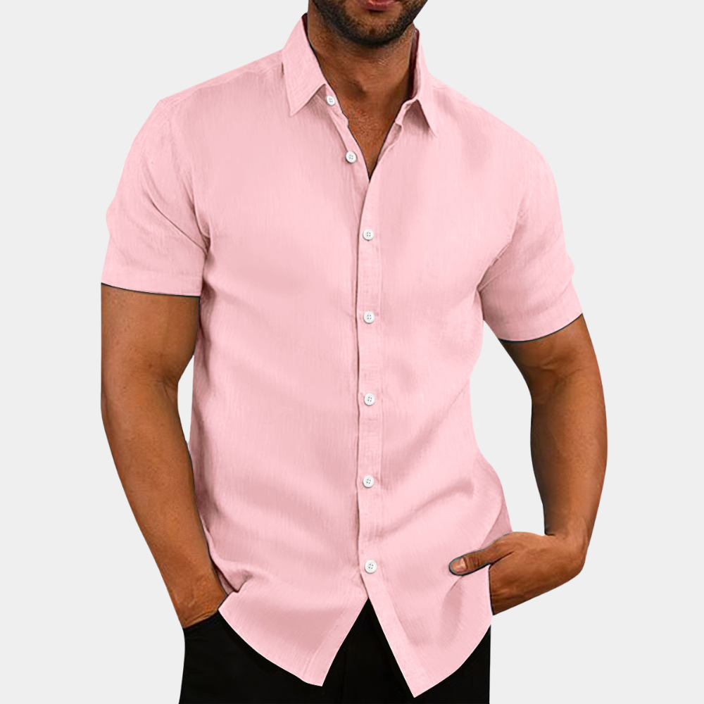 Stijlvol herenshirt met korte mouwen-T-shirts-Calora-Roze-S-Calora