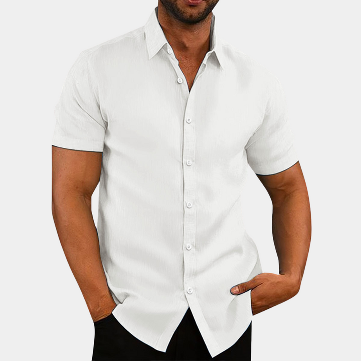 Stijlvol herenshirt met korte mouwen-T-shirts-Calora-Wit-S-Calora
