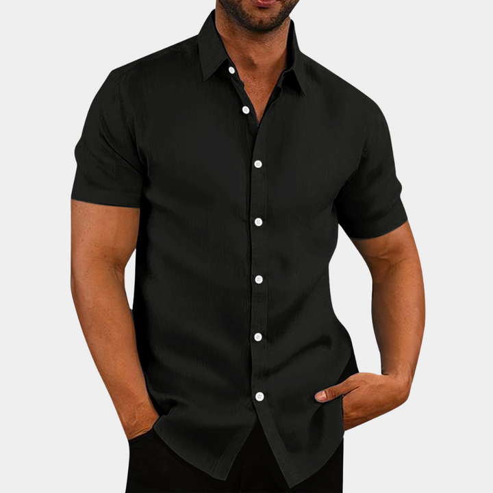 Stijlvol herenshirt met korte mouwen-T-shirts-Calora-Zwart-S-Calora