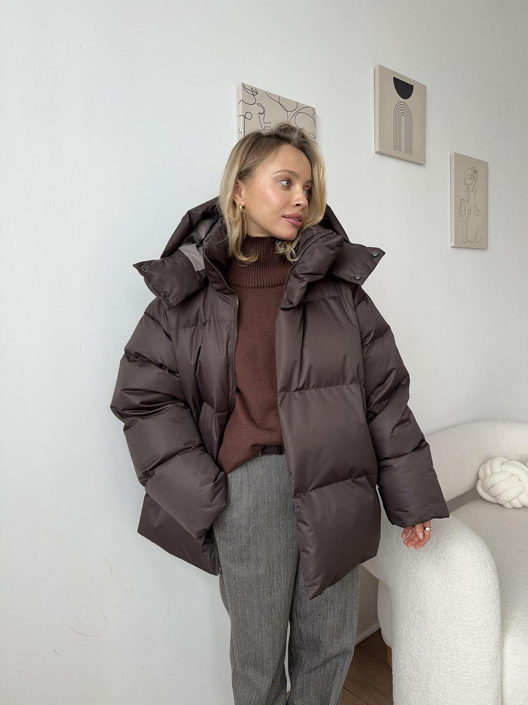 CALORA_ Stijlvolle Dames Winter Pufferjas met Capuchon