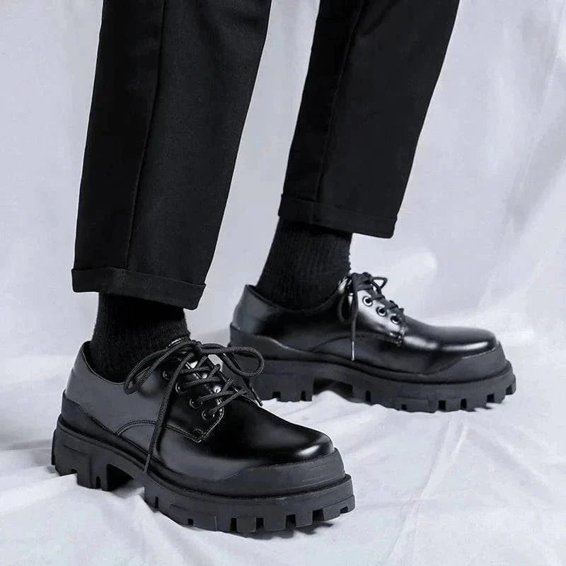 CALORA_ Stijlvolle Leren Heren Boots met Vetersluiting