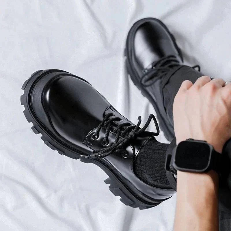 CALORA_ Stijlvolle Leren Heren Boots met Vetersluiting
