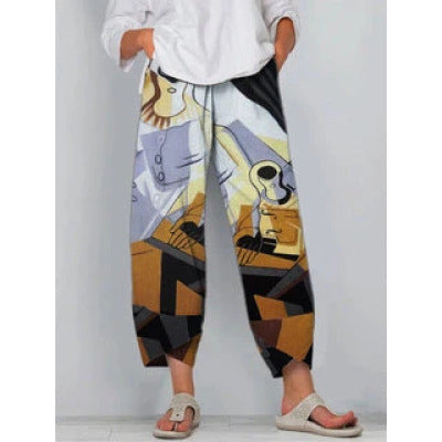 Stijlvolle losse Broek met print voor dames-Wijde Broeken-Calora-Paars-S-Calora