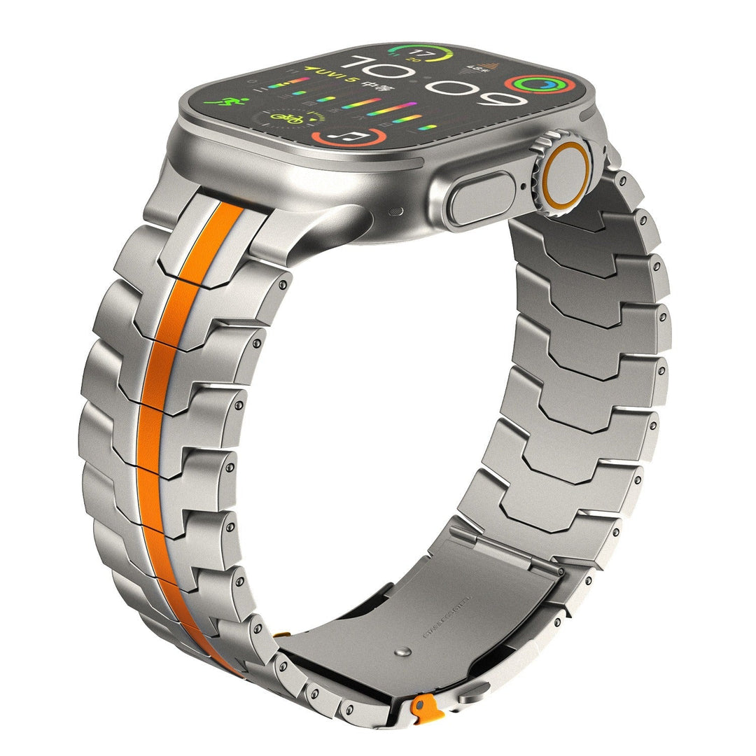 CALORA_ Stijlvolle Luxe Titanium Apple Watch Band - Geschikt voor Series 1-9 en Ultra