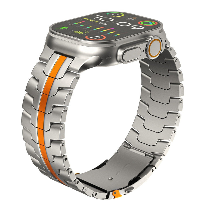 CALORA_ Stijlvolle Luxe Titanium Apple Watch Band - Geschikt voor Series 1-9 en Ultra