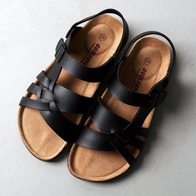 Stijlvolle PU Leren Herensandalen voor Comfortabel Draagplezier-Sandalen-Calora-Zwart-37-Calora