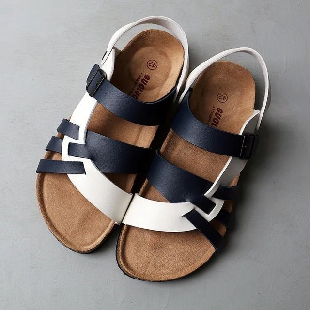 Stijlvolle PU Leren Herensandalen voor Comfortabel Draagplezier-Sandalen-Calora-Zwart en Wit-37-Calora