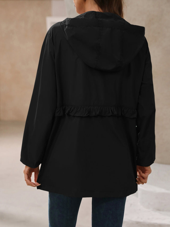 CALORA_ Stijlvolle Rimpel Capuchon Regenjas voor Dames