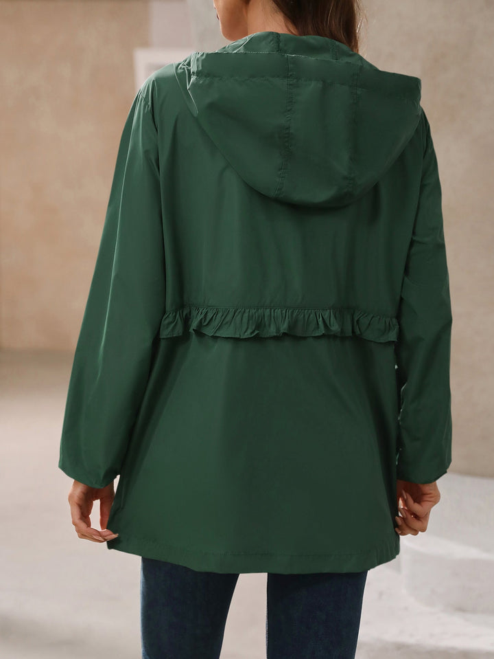 CALORA_ Stijlvolle Rimpel Capuchon Regenjas voor Dames