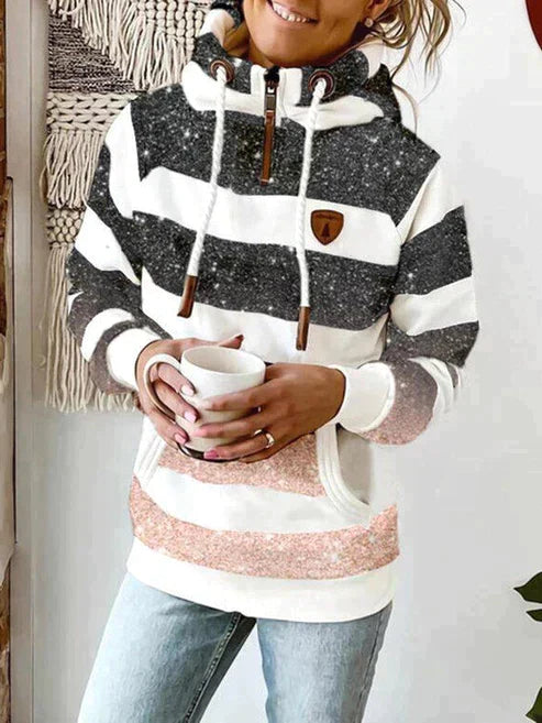 Stijlvolle trui met print en capuchon-Blazers & Vesten-Calora-Donkergrijs-S-Calora