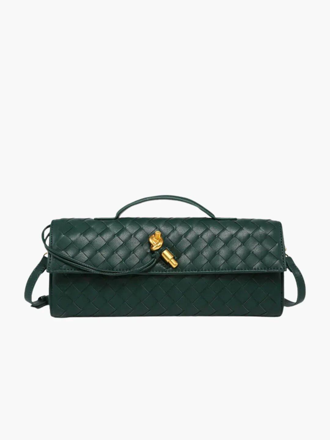 CALORA_ Stijlvolle Urban Crossbody Weef Schoudertas met Goudsluiting