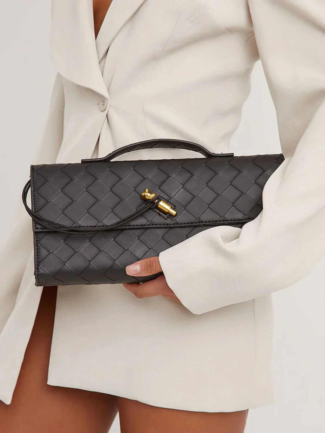 CALORA_ Stijlvolle Urban Crossbody Weef Schoudertas met Goudsluiting