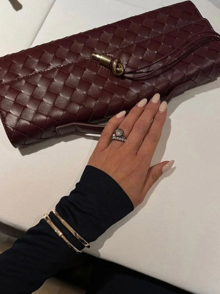 CALORA_ Stijlvolle Urban Crossbody Weef Schoudertas met Goudsluiting