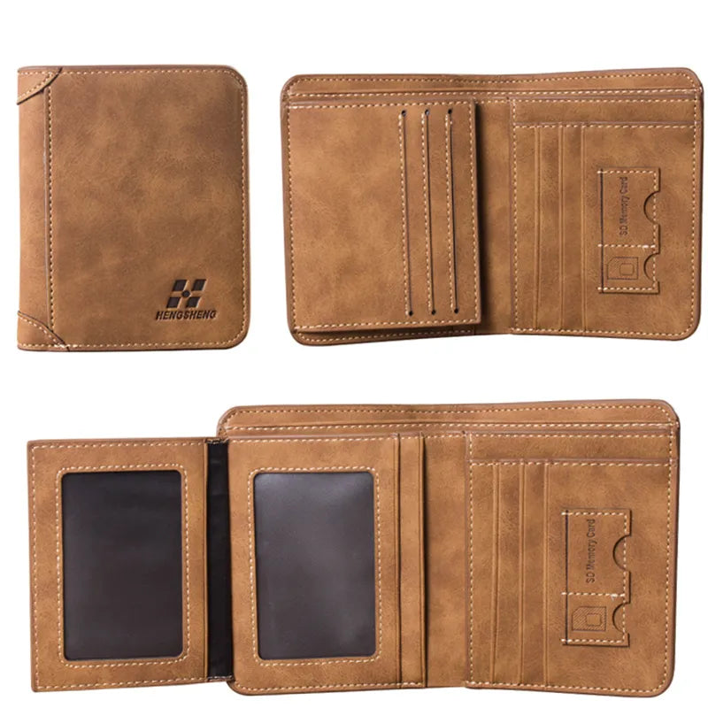 CALORA_ Stijlvolle Vintage Heren Portemonnee van PU Leer: Compact en Functioneel