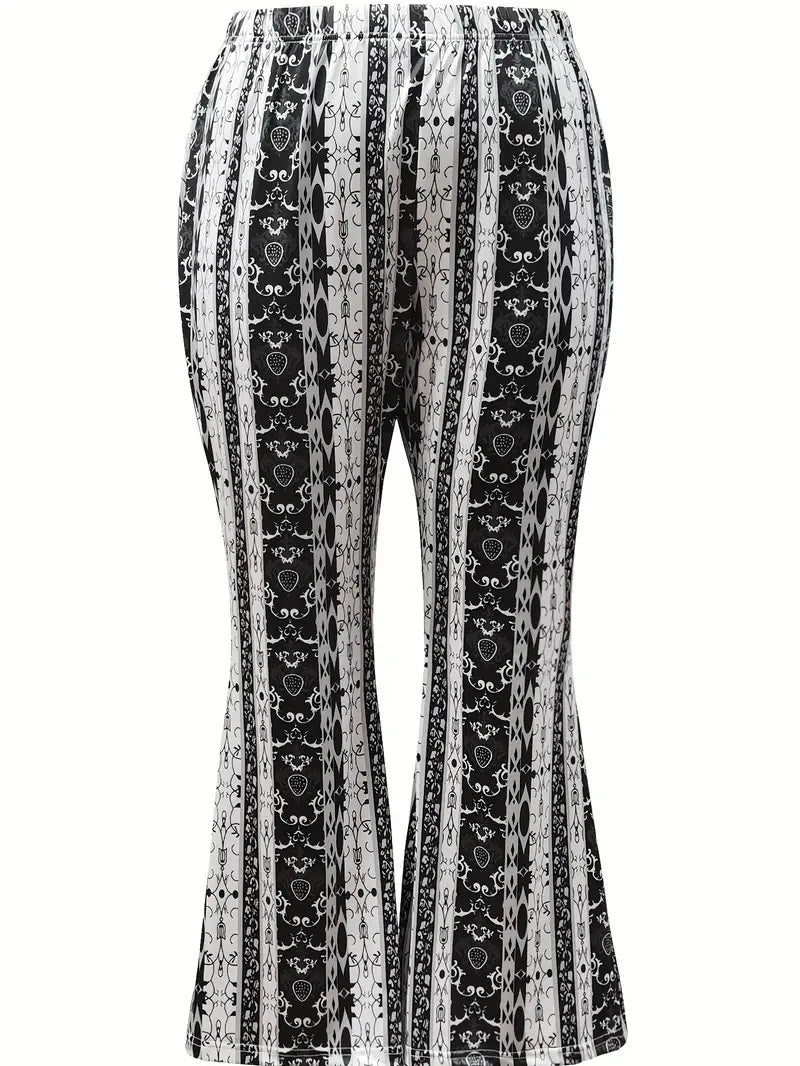 Stijlvolle Wijde Broek met print in losse stof-Wijde Broeken-Calora-S-Calora