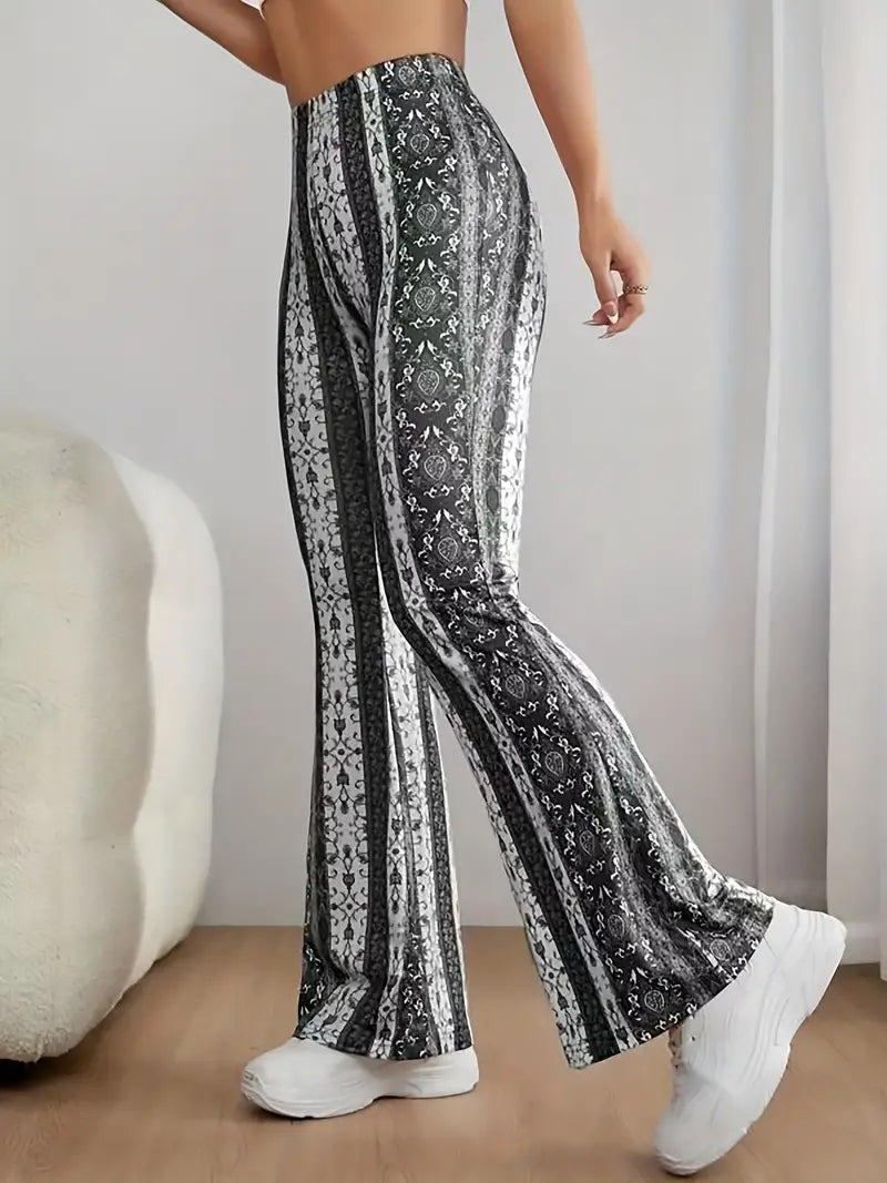 Stijlvolle Wijde Broek met print in losse stof-Wijde Broeken-Calora-S-Calora