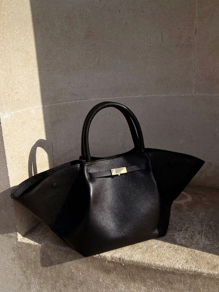 CALORA_ Stijlvolle Wildlederen Shopper Tas met Schoudergordel en Gouden Sluiting