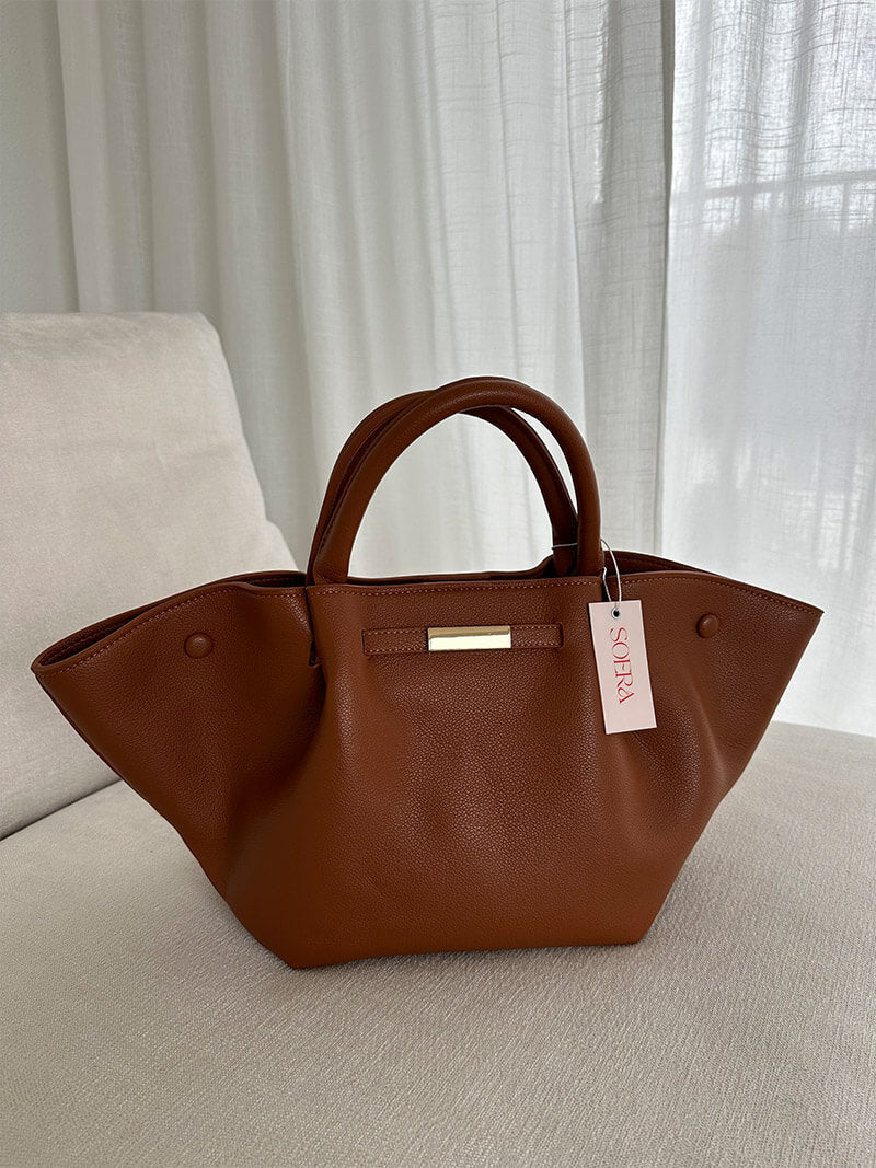 CALORA_ Stijlvolle Wildlederen Shopper Tas met Schoudergordel en Gouden Sluiting
