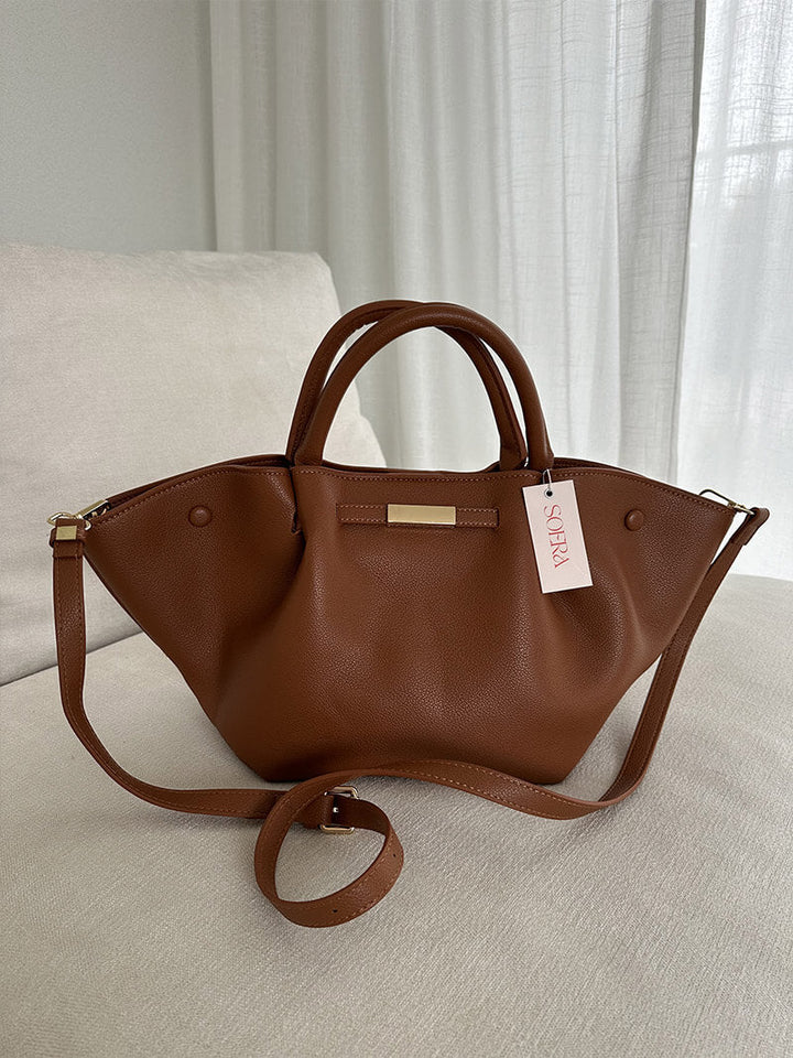 CALORA_ Stijlvolle Wildlederen Shopper Tas met Schoudergordel en Gouden Sluiting