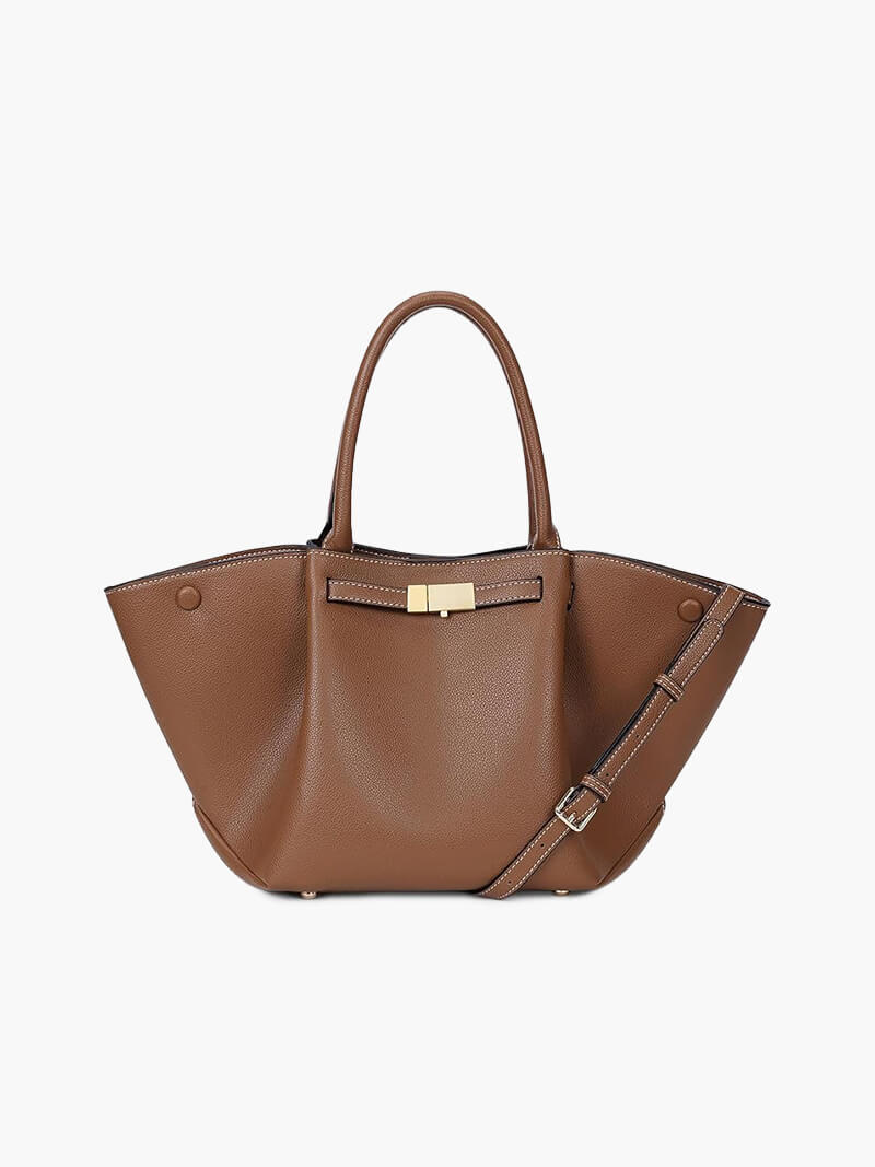 CALORA_ Stijlvolle Wildlederen Shopper Tas met Schoudergordel en Gouden Sluiting