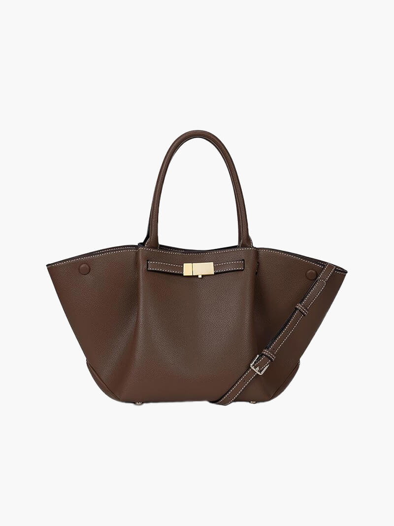 CALORA_ Stijlvolle Wildlederen Shopper Tas met Schoudergordel en Gouden Sluiting